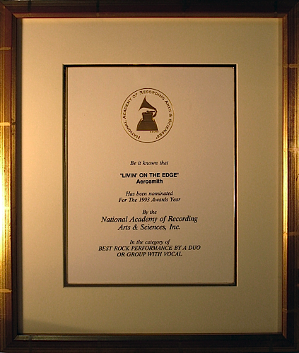 Grammy Nomination - Aerosmith 'Livin On The Edge'
