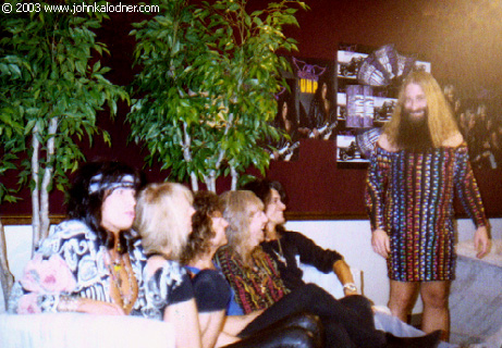 JDK modeling his new Betsey Johnson dress for the boys in Aerosmith! - 1990
