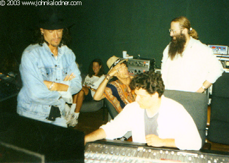 Joe Perry, Steven Tyler, Michael Beinhorn (Producer) & JDK during the recording of Blind Man - 1994