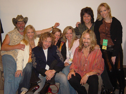 The Damn Yankees Family - Ted & Shemane Nugent, Jack & Mollie Blades, Jeanie & Tommy Shaw, Michael Cartellone & fiancée Nancy @ Alice Cooper's Christmas Pudding Show - Phoenix, AZ - December 18th, 2004