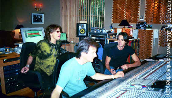 Steven Tyler, Bob Clearmountain & Marti Frederiksen - mixing the new Aerosmith song- Girls of Summer April 2002