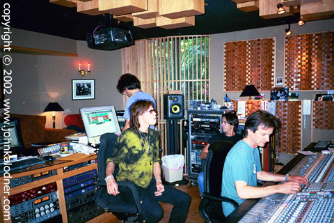 Steven Tyler, Russ Irwin, Marti Frederiksen & Bob Clearmountain- mixing the new Aerosmith song - Girls of Summer April 2002