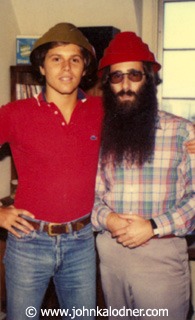 Billy Gerber (Devos Manager) & JDK wearing their Devo Hats - JDKs office - 1981