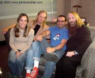 Dayna-Rae Vecsi (JDKs Assistant), Rod S. Kukla (A & R Scout for Columbia), Archie Castillo (Assistant to Denise Luiso) & JDK at Sony Music - Santa Monica, CA - April 25th, 2003