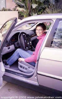 Mary Jurey driving JDKs car! - December 2001