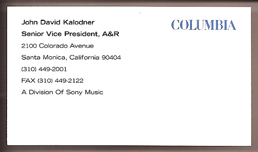 Business Card - Columbia Records
