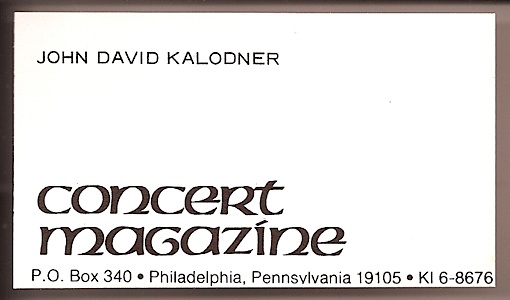 Business Card - Concert Magazine